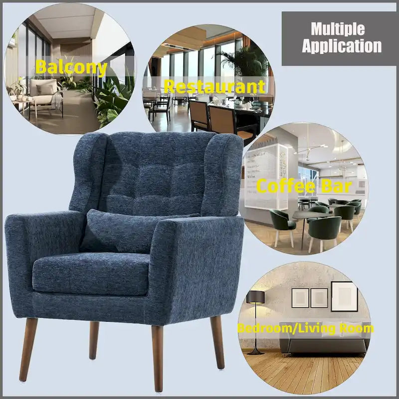 Mid Century Comfy Reading Chair with Chenille Fabric