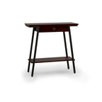 Wood Console Table with Drawer and Satin Gold Metal Frame, Mission Style Hall Table