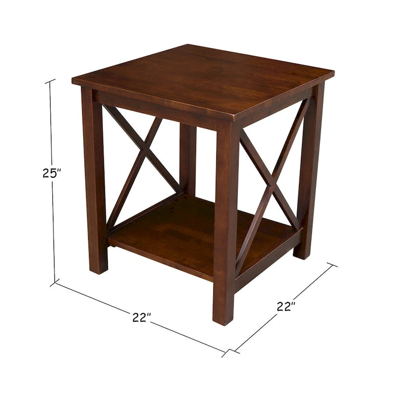 Solid Wood End Table, Classic Hampton Style Accent Side Table for Living Room or Bedroom