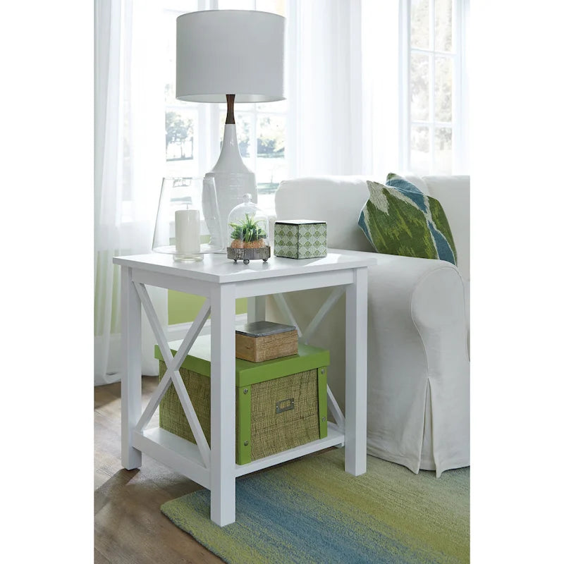 Solid Wood End Table, Classic Hampton Style Accent Side Table for Living Room or Bedroom