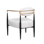 Boucle Dining Chair Living Room Chair with Thickened Plush Seat Cushion and Sleek Metal Frame