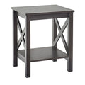 X-Frame Two-Tier End Table with Bottom Shelf, Rustic Farmhouse Wood Accent Side Table
