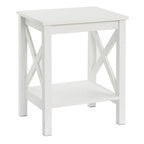 X-Frame Two-Tier End Table with Bottom Shelf, Rustic Farmhouse Wood Accent Side Table
