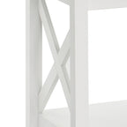 X-Frame Two-Tier End Table with Bottom Shelf, Rustic Farmhouse Wood Accent Side Table