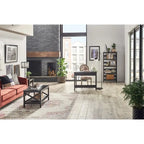 X-Frame Two-Tier End Table with Bottom Shelf, Rustic Farmhouse Wood Accent Side Table