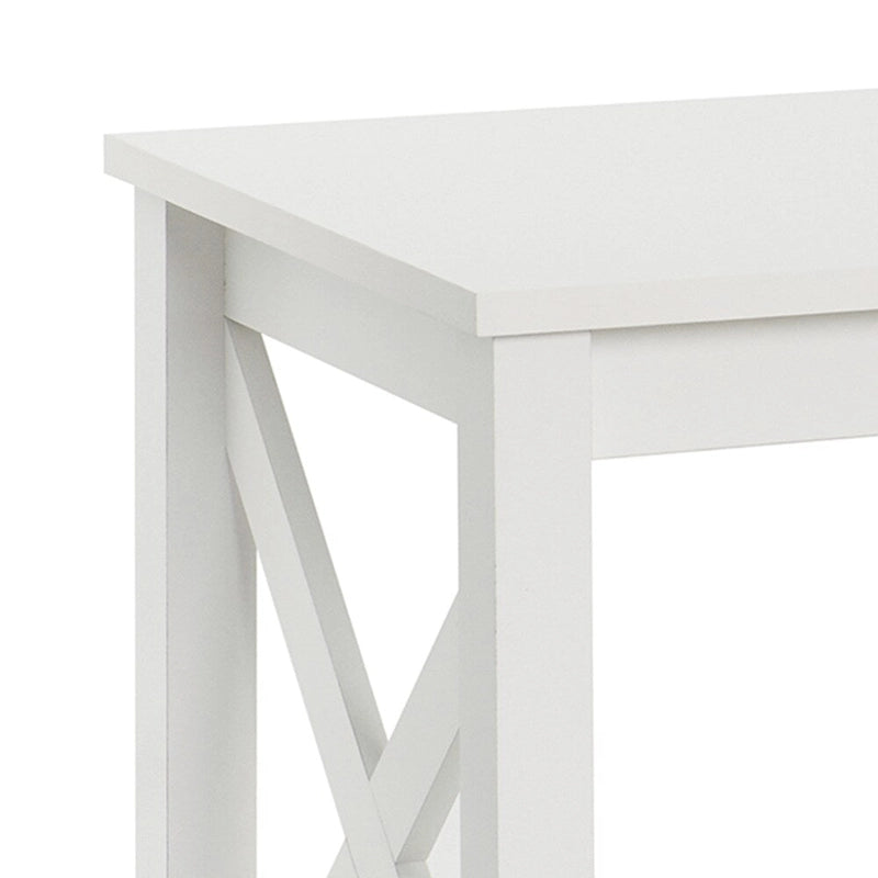 X-Frame Two-Tier End Table with Bottom Shelf, Rustic Farmhouse Wood Accent Side Table