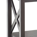 X-Frame Two-Tier End Table with Bottom Shelf, Rustic Farmhouse Wood Accent Side Table