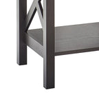 X-Frame Two-Tier End Table with Bottom Shelf, Rustic Farmhouse Wood Accent Side Table