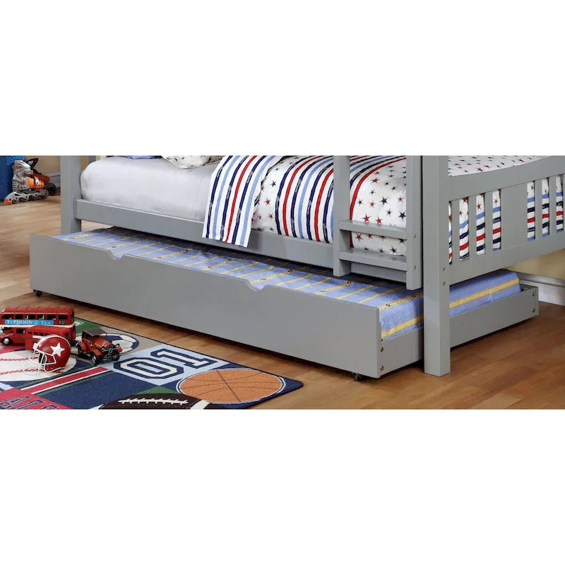 Modern Twin Size Solid Wood Pull-Out Trundle Bed, Space-Saving Guest Bed Frame