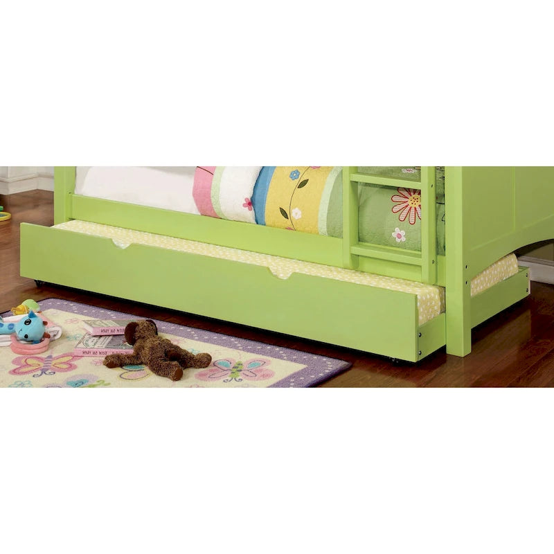 Modern Twin Size Solid Wood Pull-Out Trundle Bed, Space-Saving Guest Bed Frame