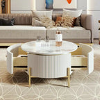 Modern Round Coffee Table with 2 large Drawers Storage
