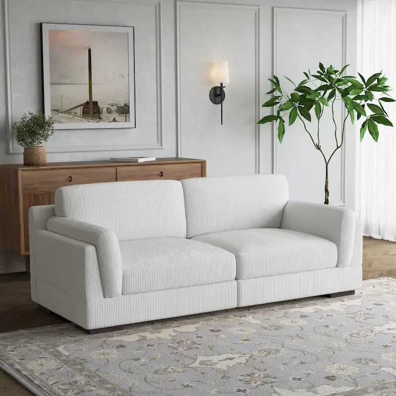 Modern 90 inch Corduroy Loveseat Deep Seat Sofa