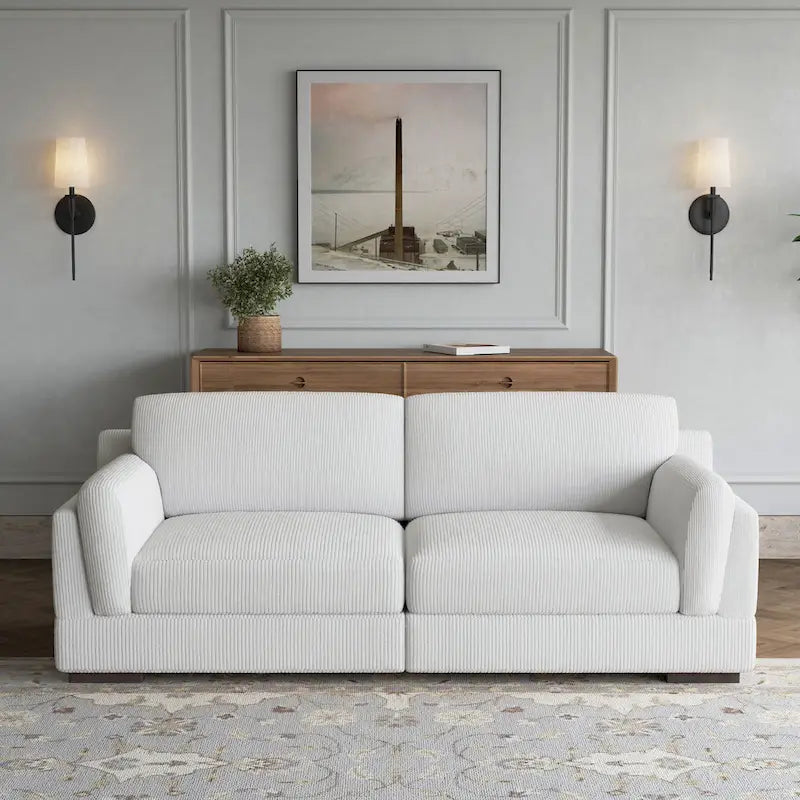 Modern 90 inch Corduroy Loveseat Deep Seat Sofa