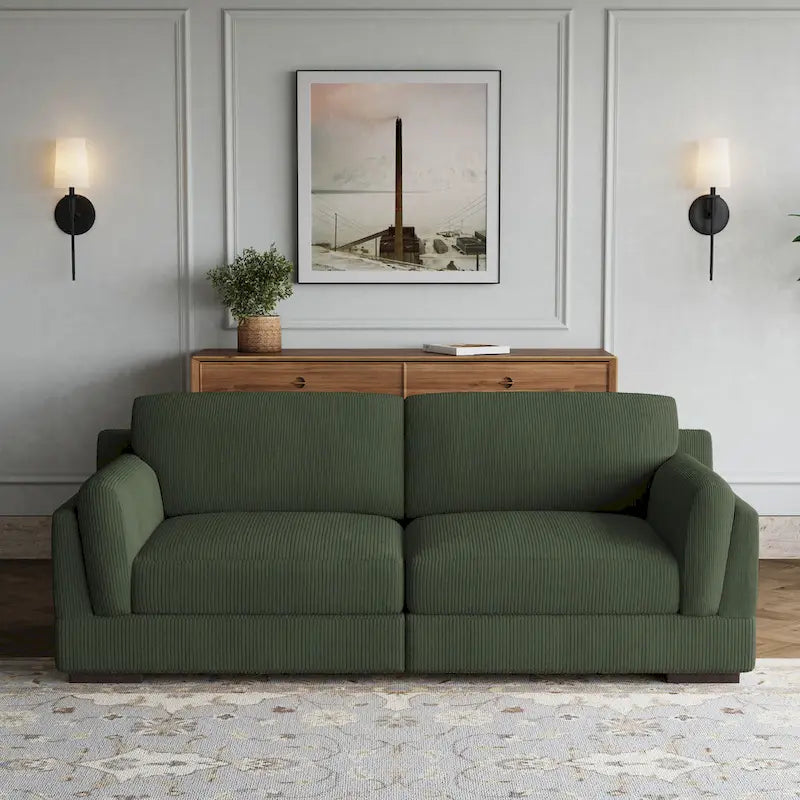 Modern 90 inch Corduroy Loveseat Deep Seat Sofa