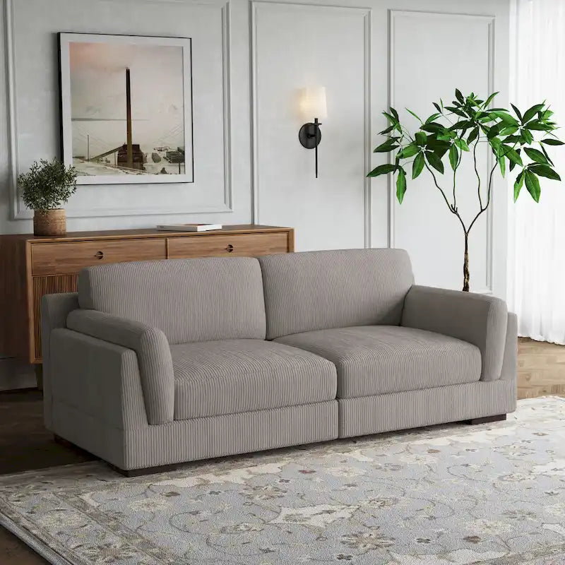 Modern 90 inch Corduroy Loveseat Deep Seat Sofa