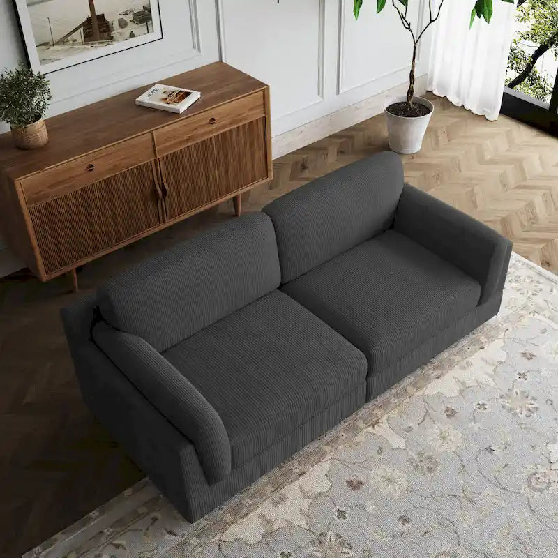 Modern 90 inch Corduroy Loveseat Deep Seat Sofa