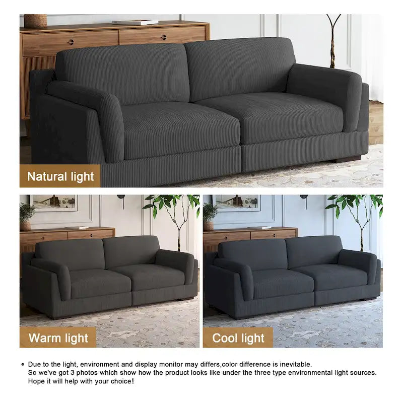 Modern 90 inch Corduroy Loveseat Deep Seat Sofa