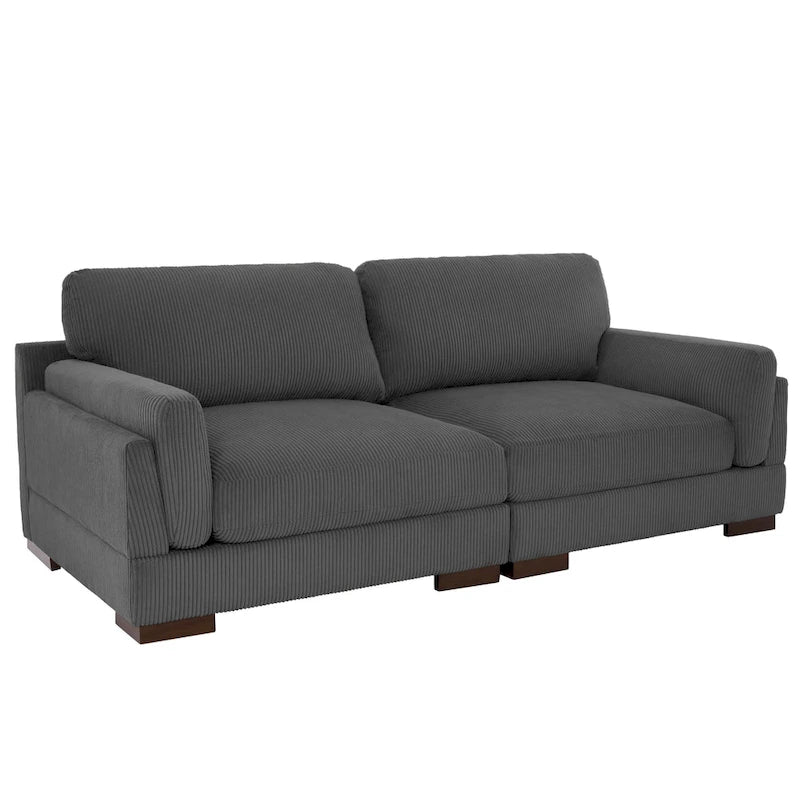 Modern 90 inch Corduroy Loveseat Deep Seat Sofa