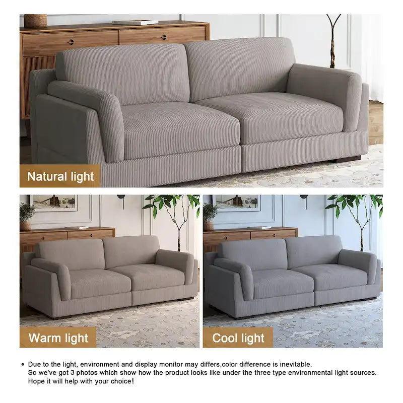 Modern 90 inch Corduroy Loveseat Deep Seat Sofa