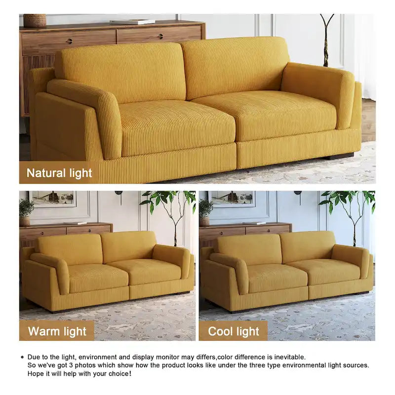 Modern 90 inch Corduroy Loveseat Deep Seat Sofa