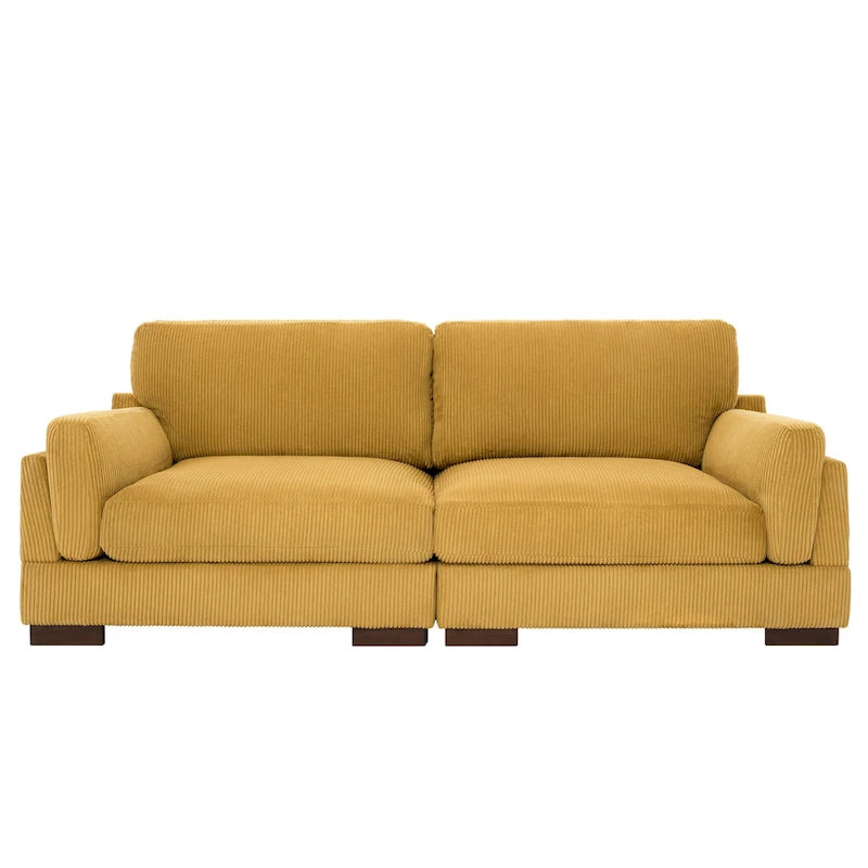 Modern 90 inch Corduroy Loveseat Deep Seat Sofa