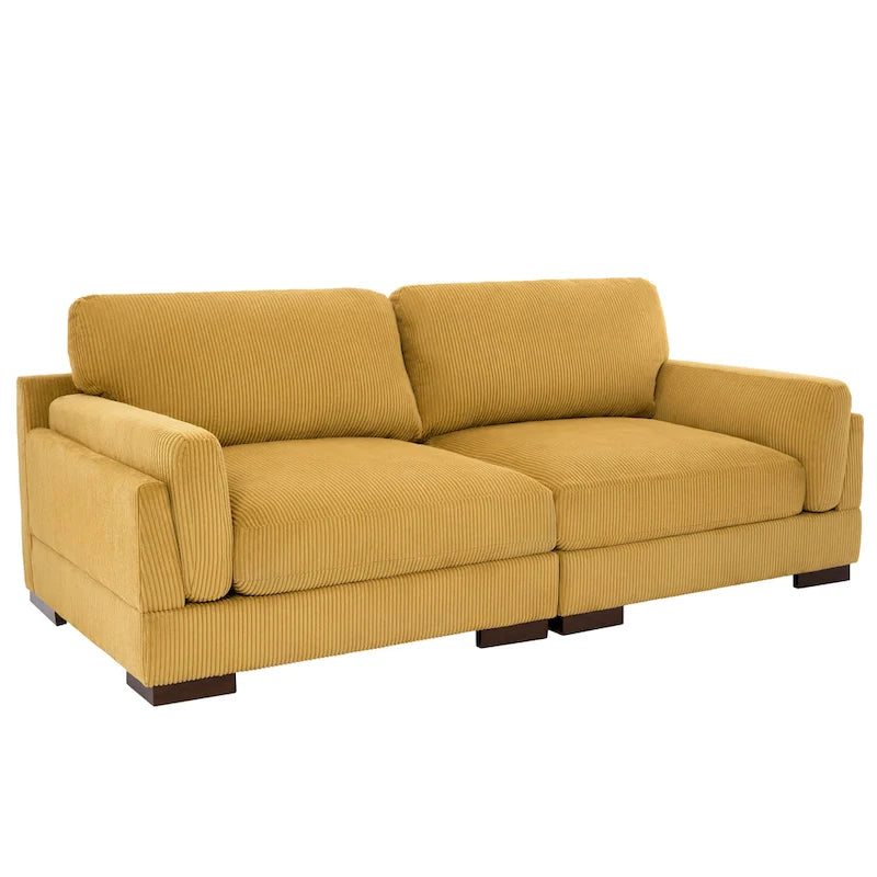 Modern 90 inch Corduroy Loveseat Deep Seat Sofa
