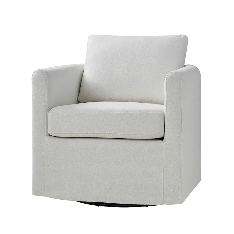 Modern 360° Swivel Accent Chair with Removable Linen Slipcover, 250 lbs Capacity