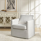 Modern 360° Swivel Accent Chair with Removable Linen Slipcover, 250 lbs Capacity
