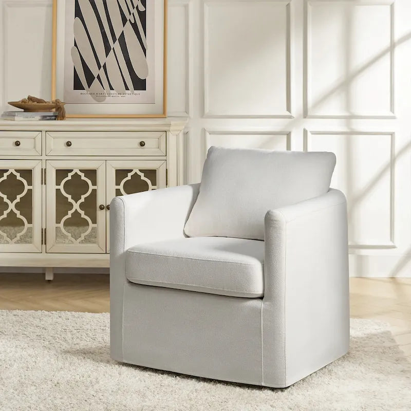 Modern 360° Swivel Accent Chair with Removable Linen Slipcover, 250 lbs Capacity