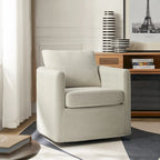 Modern 360° Swivel Accent Chair with Removable Linen Slipcover, 250 lbs Capacity