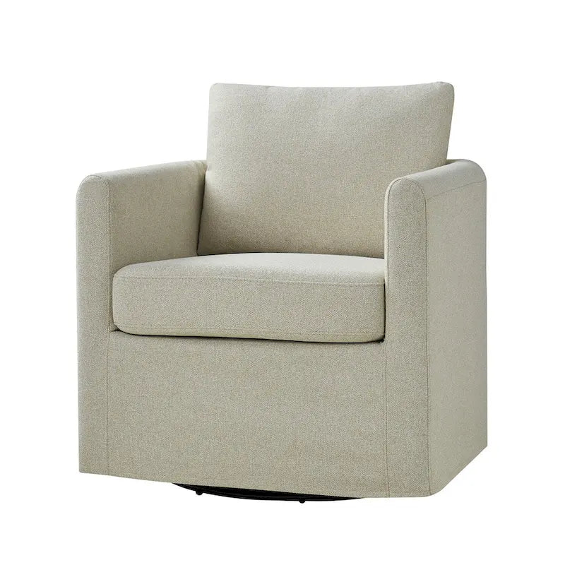 Modern 360° Swivel Accent Chair with Removable Linen Slipcover, 250 lbs Capacity