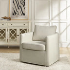 Modern 360° Swivel Accent Chair with Removable Linen Slipcover, 250 lbs Capacity