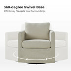 Modern 360° Swivel Accent Chair with Removable Linen Slipcover, 250 lbs Capacity