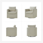 Modern 360° Swivel Accent Chair with Removable Linen Slipcover, 250 lbs Capacity