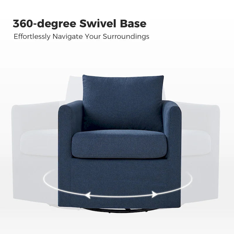 Modern 360° Swivel Accent Chair with Removable Linen Slipcover, 250 lbs Capacity