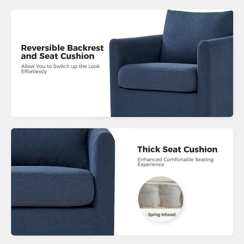 Modern 360° Swivel Accent Chair with Removable Linen Slipcover, 250 lbs Capacity
