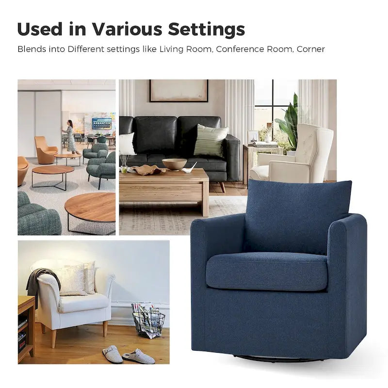 Modern 360° Swivel Accent Chair with Removable Linen Slipcover, 250 lbs Capacity