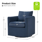 Modern 360° Swivel Accent Chair with Removable Linen Slipcover, 250 lbs Capacity