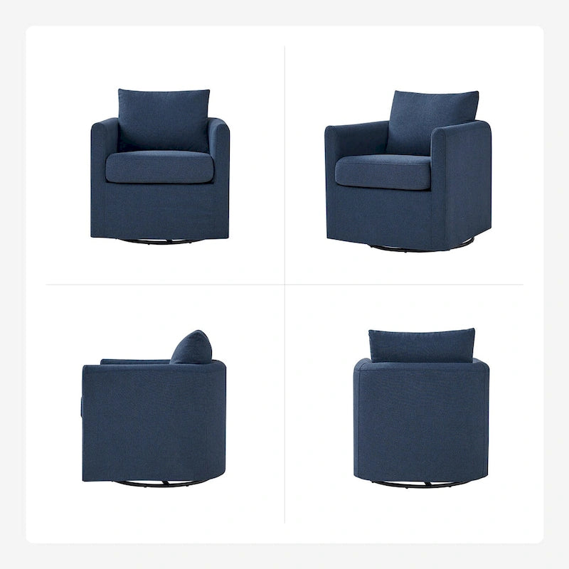 Modern 360° Swivel Accent Chair with Removable Linen Slipcover, 250 lbs Capacity