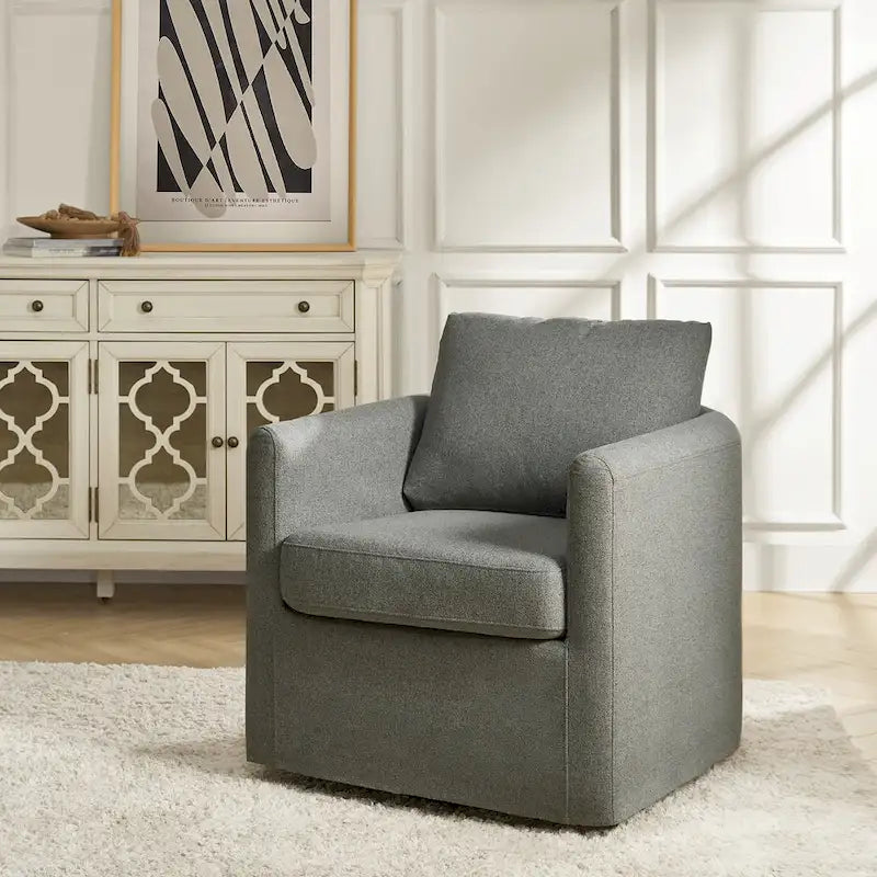 Modern 360° Swivel Accent Chair with Removable Linen Slipcover, 250 lbs Capacity