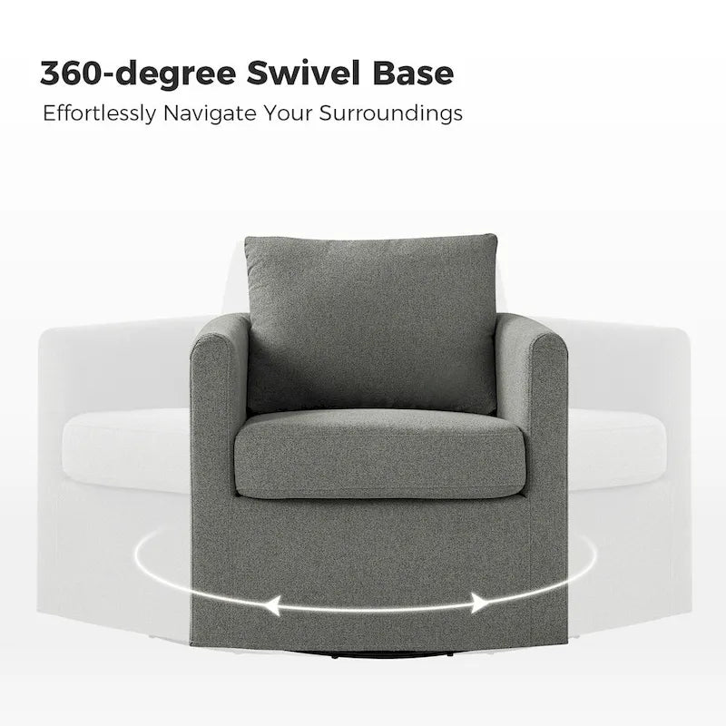 Modern 360° Swivel Accent Chair with Removable Linen Slipcover, 250 lbs Capacity