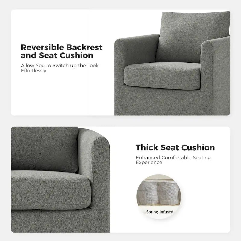 Modern 360° Swivel Accent Chair with Removable Linen Slipcover, 250 lbs Capacity