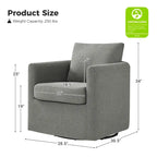 Modern 360° Swivel Accent Chair with Removable Linen Slipcover, 250 lbs Capacity