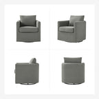 Modern 360° Swivel Accent Chair with Removable Linen Slipcover, 250 lbs Capacity