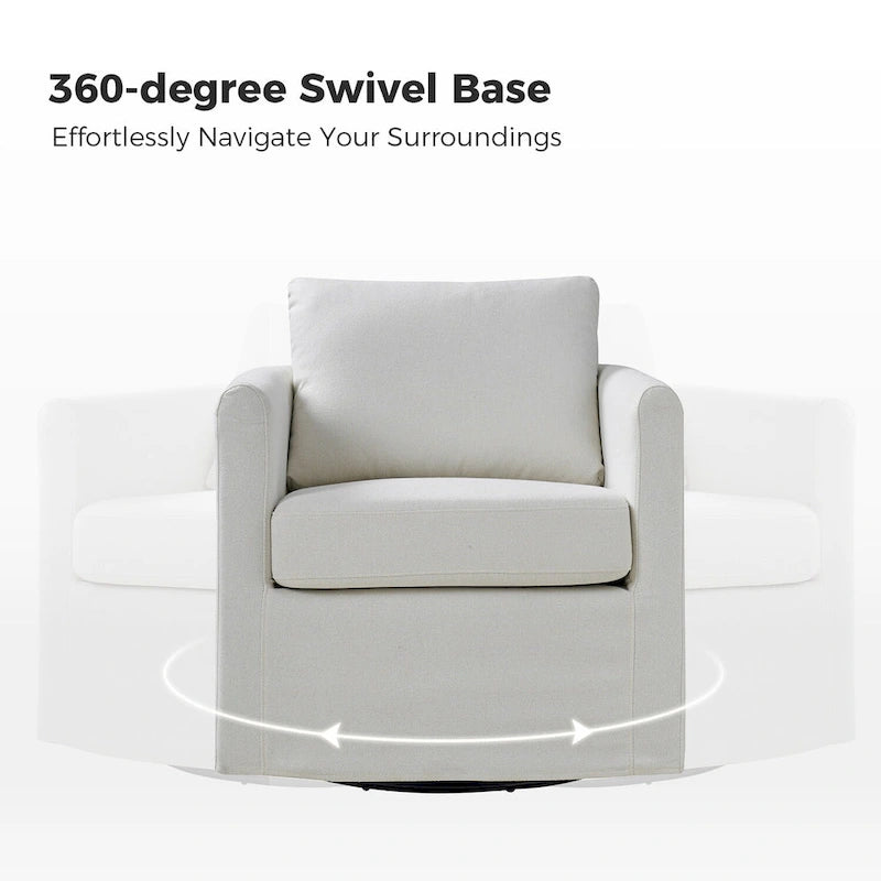 Modern 360° Swivel Accent Chair with Removable Linen Slipcover, 250 lbs Capacity