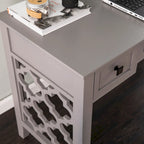 47" Writing Desk with 3 Storage Drawers, Quatrefoil Cutout Detail, Transitional Gray Finish