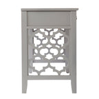 47" Writing Desk with 3 Storage Drawers, Quatrefoil Cutout Detail, Transitional Gray Finish