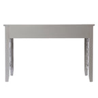 47" Writing Desk with 3 Storage Drawers, Quatrefoil Cutout Detail, Transitional Gray Finish