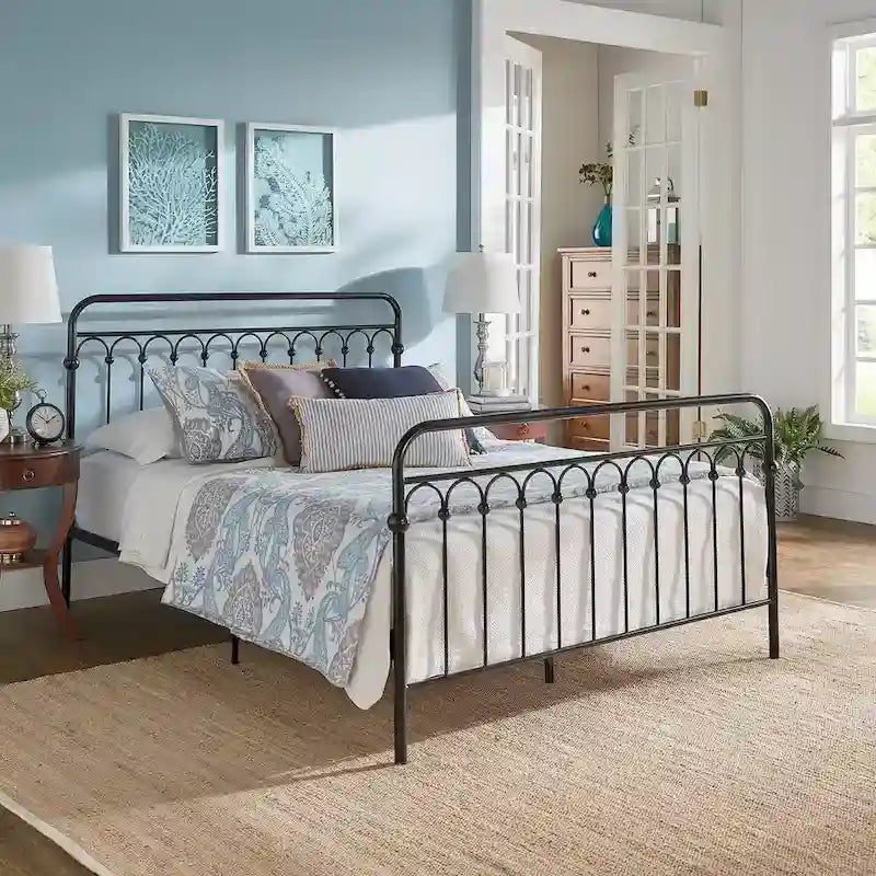 Metal Arches Platform Bed Frame, Arch Head and Footboard Design, Multiple Sizes and Finishes