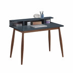 Grey-Blue Wooden Storage Office Desk with Drawers, Modern Home Office Writing Desk
